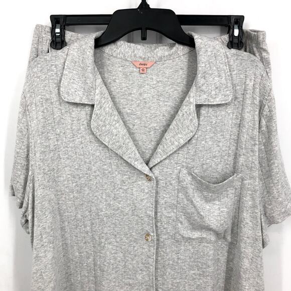 EBERJEY Gisele Rib Relaxed Short PJ Set XL Light Heather Grey TENCEL Modal NWOT - Picture 5 of 12